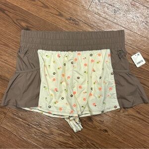 Free People Movement athletic shorts with embroidered flowers NWT